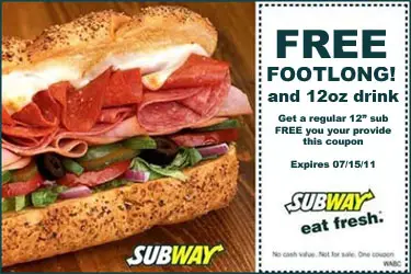 Subway Buy One Get One Free Footlong Sub - New Coupon Code - Coupons