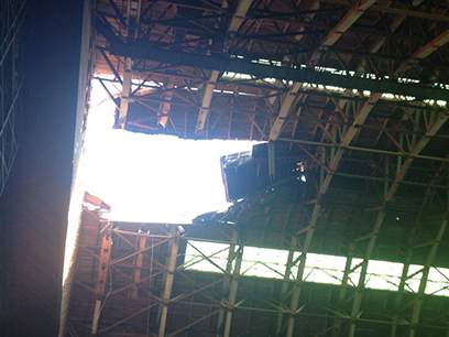 tustin hangar corps marine station air former roof spitzer inspects partial collapse todd damaged ana santa