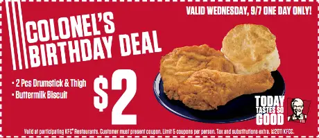 KFC Colonels Birthday Deal 