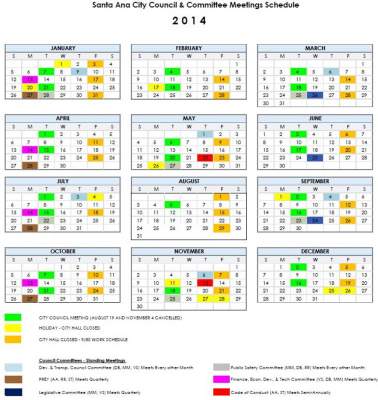 City of Santa Ana releases 2014 Council and Committee Meeting calendar ...