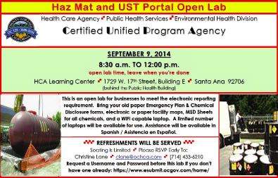 OC Health Care Agency Haz Mat and UST Portal Open Lab Training in Santa Ana