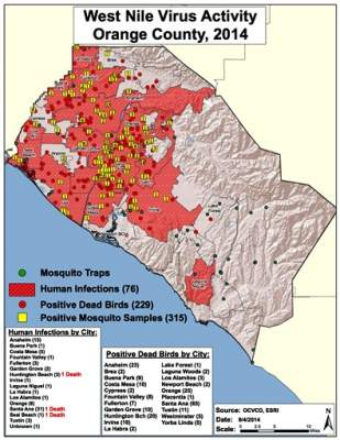 OC West Nile Virus Map