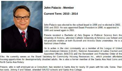 SAUSD Trustee John Palacio