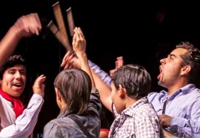 Toby Borrero and his drum class perform for the community