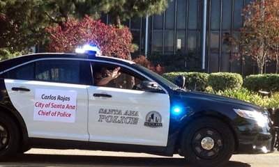 SAPD Police Chief Carlos Rojas rides in a parade