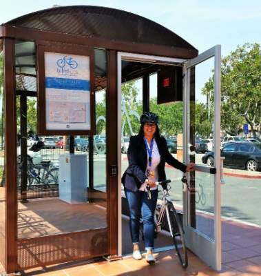 Michele Martinez in a bike hut