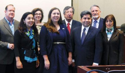 Trustees along with former Santa Ana College’s ASG president Raquel Manriquez. / Joanna Meza / el Don