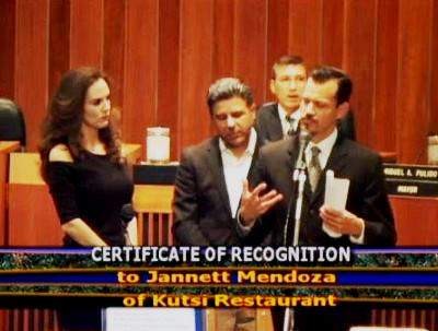 David Benavides recognizes Kutsi Restaurant