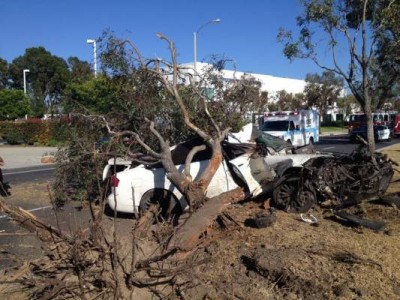 Francisco Martinez' car after DUI crash in Tustin