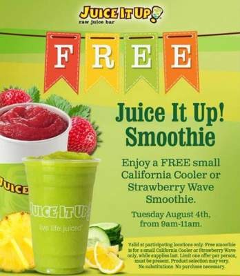 Free smoothie at Juice it Up