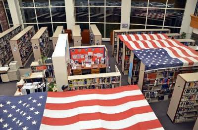 Flags at the Santa Ana Library