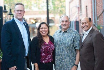 MOMS Orange County Board Treasurer Mark Marten, MOMS Orange County board member Silvia Martinez, MD, and MOMS Orange County Board President Ron DiLuigi, take a moment with former State Senator and U.S. Congress, 46th C.D. candidate, Lou Correa