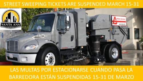 Only street sweeping parking citations are suspended in Santa Ana – New