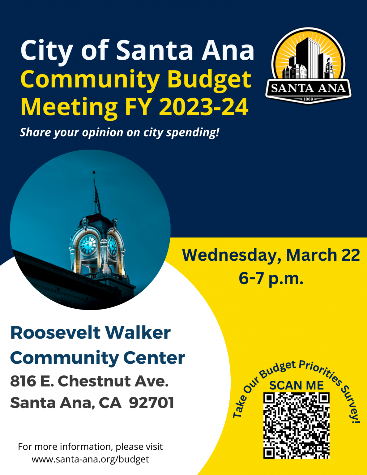 The City of Santa Ana is hosting a public budget meeting on March 22 ...