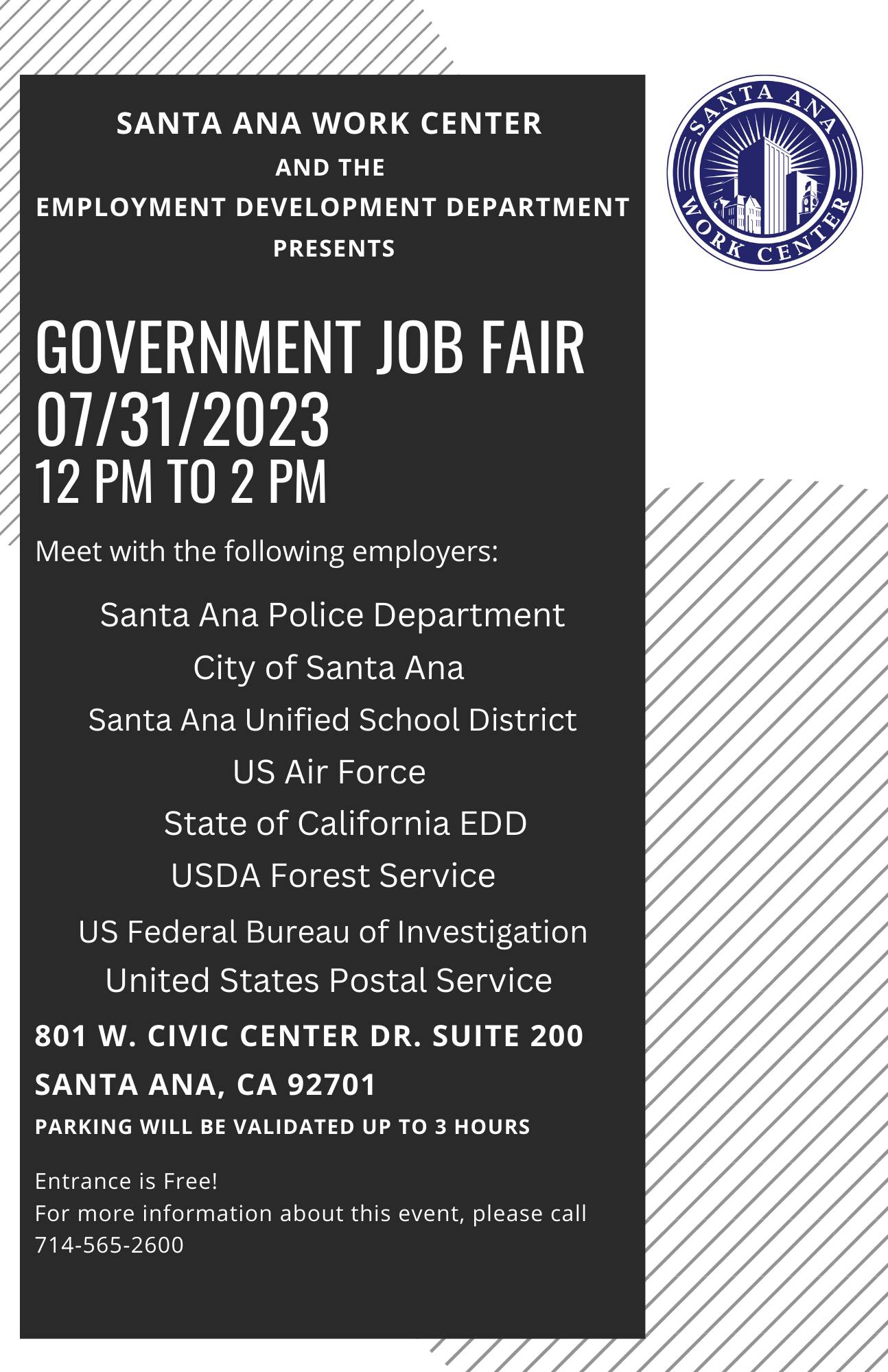 O.C. Government Job Fair set for July 31 at the Santa Ana WORK Center