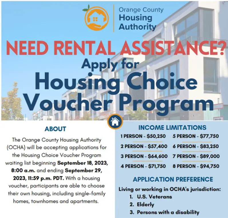 Apply now for the O.C. Housing Authority Housing Choice Voucher Program