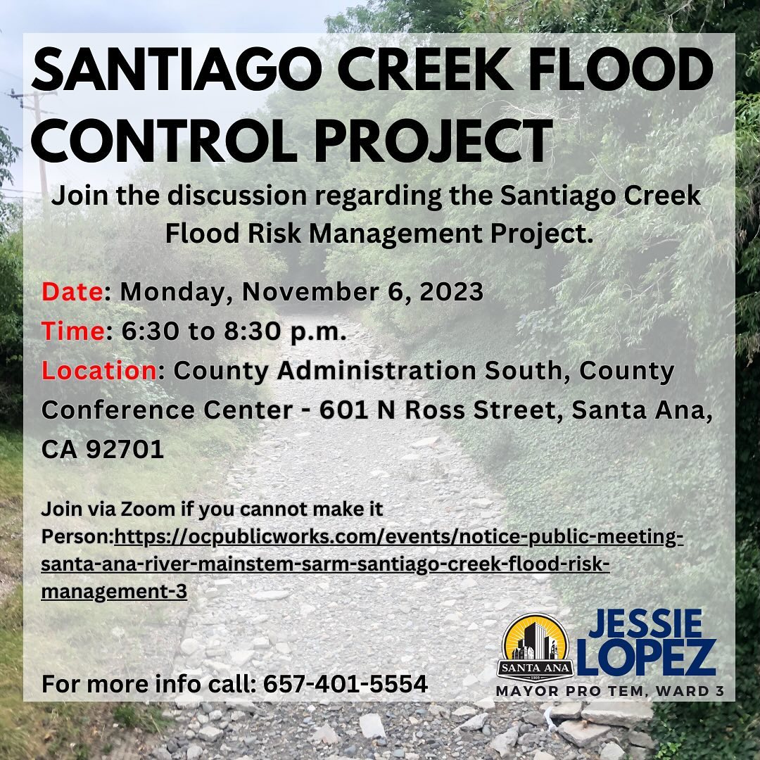 Santiago Creek Flood Risk Management Project public meeting set for Nov. 6 - Vimarsana News
