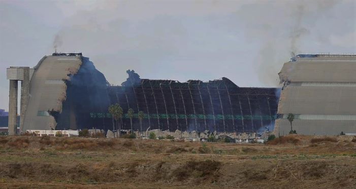 Picture of the destroyed Tustin North Hangar courtesy of the Irvine Police Dept.