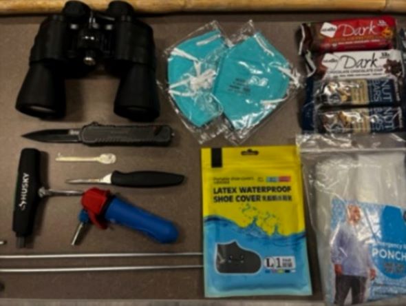 Items seized from Chilean burglary suspects by the Irvine Police
