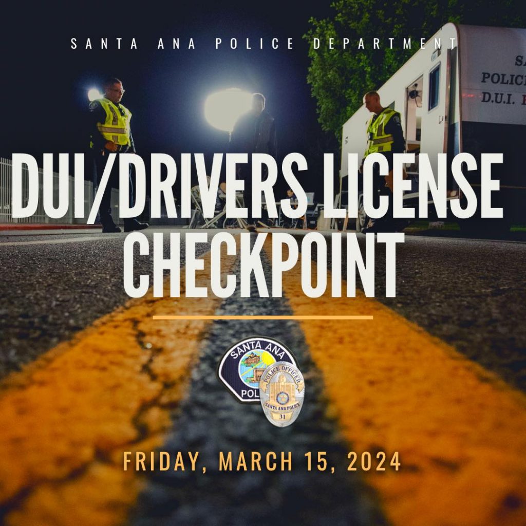 The SAPD iwll conduct a DUI and Driver’s License checkpoint tonight