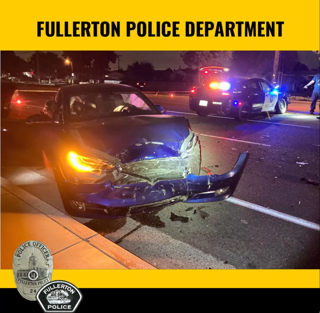 A Tesla in self-driving mode slammed into a police car in north Orange County – New Santa Ana