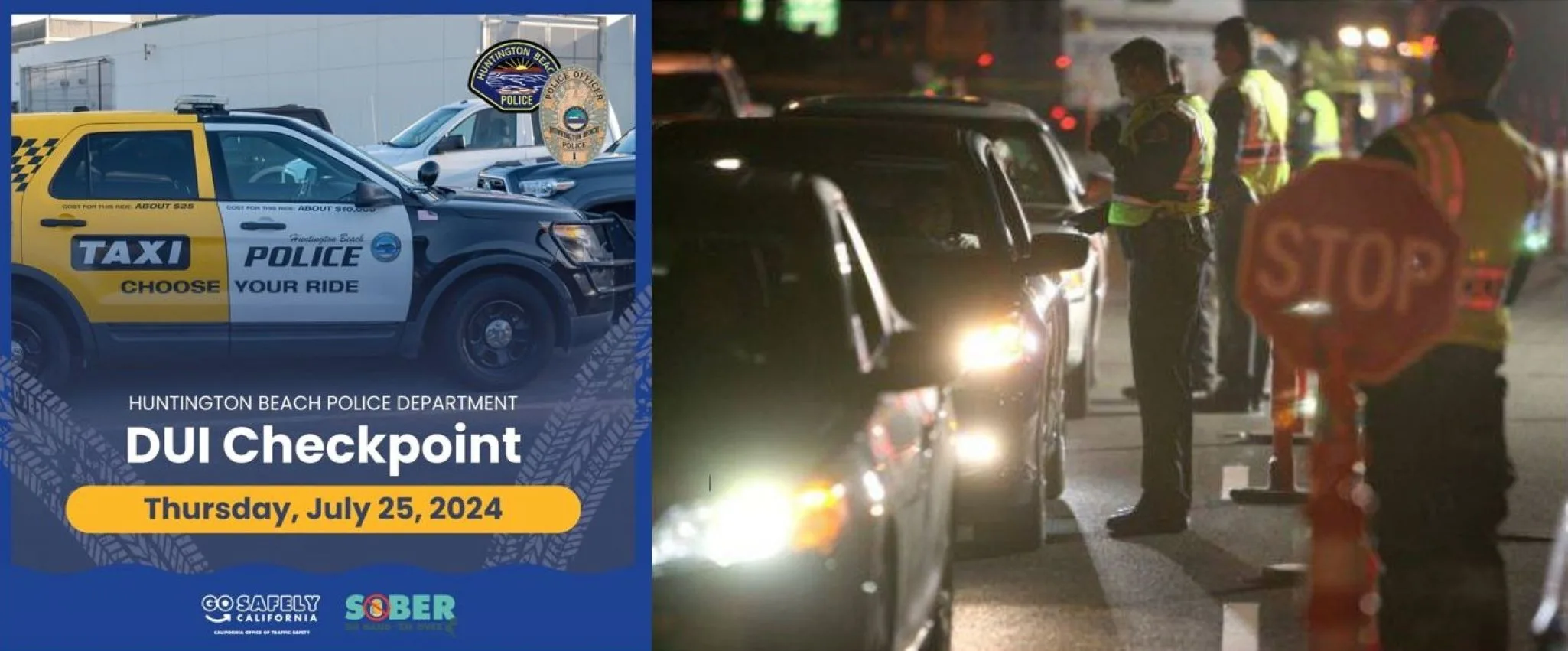 The Huntington Beach Police Department is conducting a DUI Checkpoint tonight