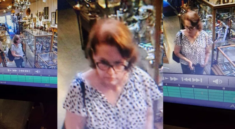 The Seal Beach Police are searching for a woman suspected of stealing an 0 statue