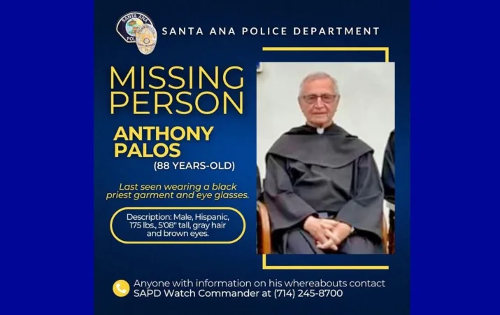 An elderly priest with dementia is missing in Santa Ana