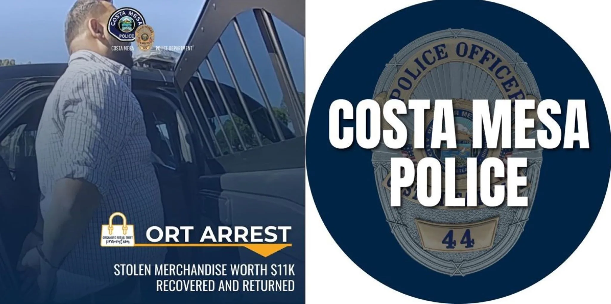 The Costa Mesa Police arrested a man who was using stolen credit cards to buy expensive purses