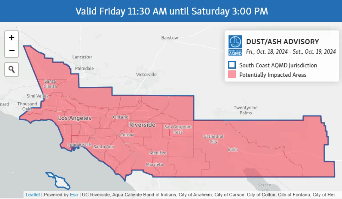 Windblown Dust and Ash Air Quality Advisory Issued for Orange County