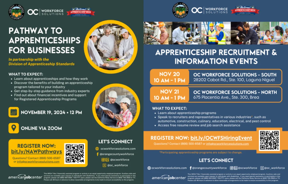 10th Annual National OC Apprenticeship Week activities start today