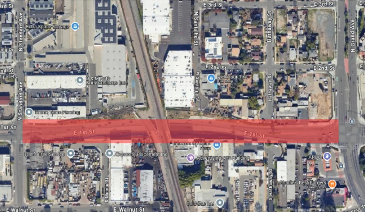 Closure of E. First St. between N. Standard Ave. & N. Grand Ave., in Santa Ana, set for Nov. 21