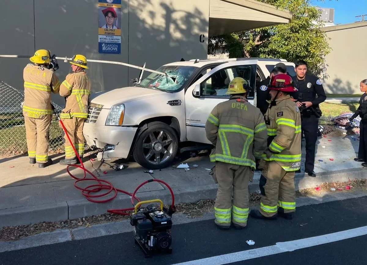 SUV crashed into a fence in Garden Grove