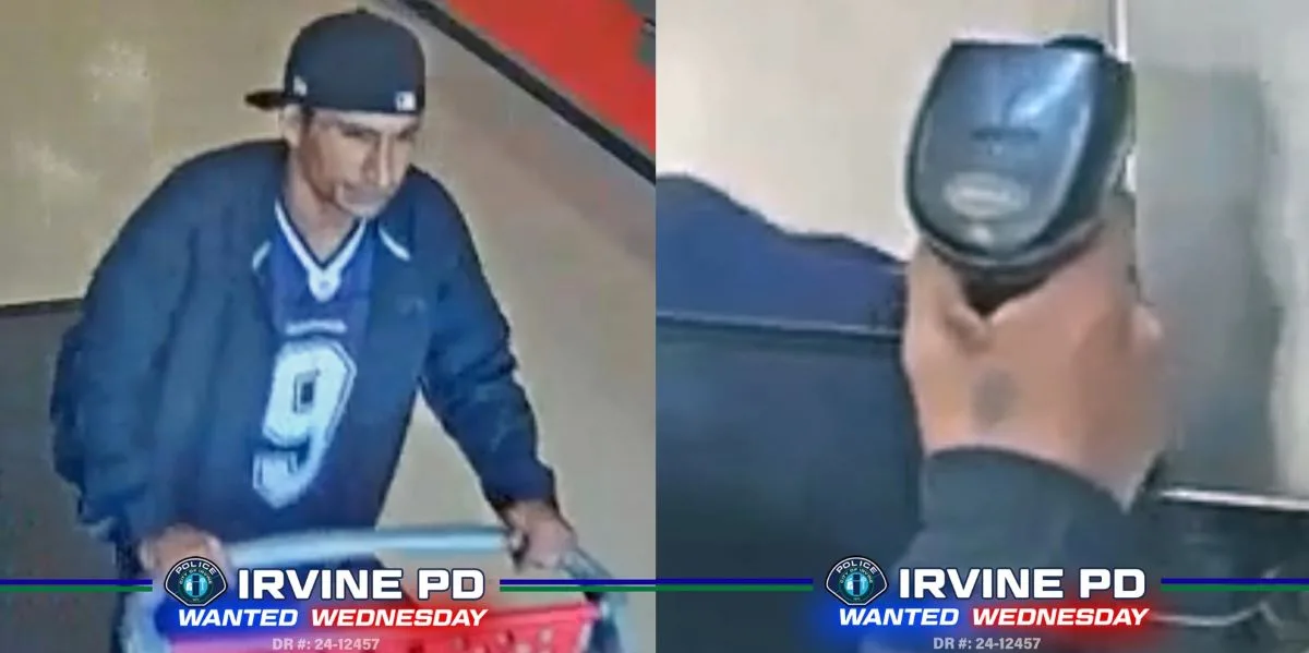 The Irvine Police are trying to identify a purse thief who then used the stolen credit cards