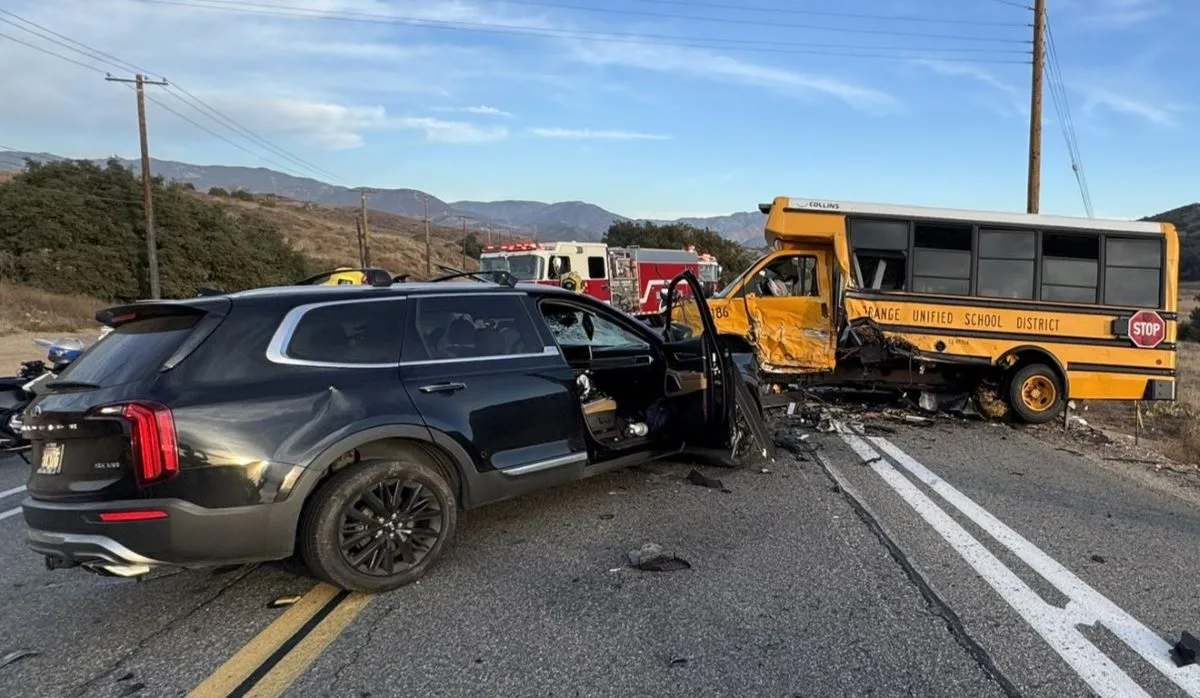 An SUV crashed into a school bus in Orange County seriously injuring 5