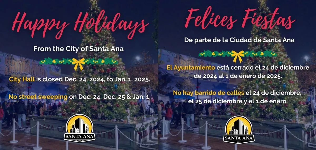 City of Santa Ana 2025 Holiday Closures