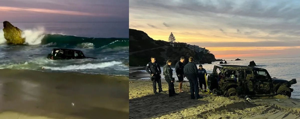 Driver rescued from the surf in Corona Del Mar