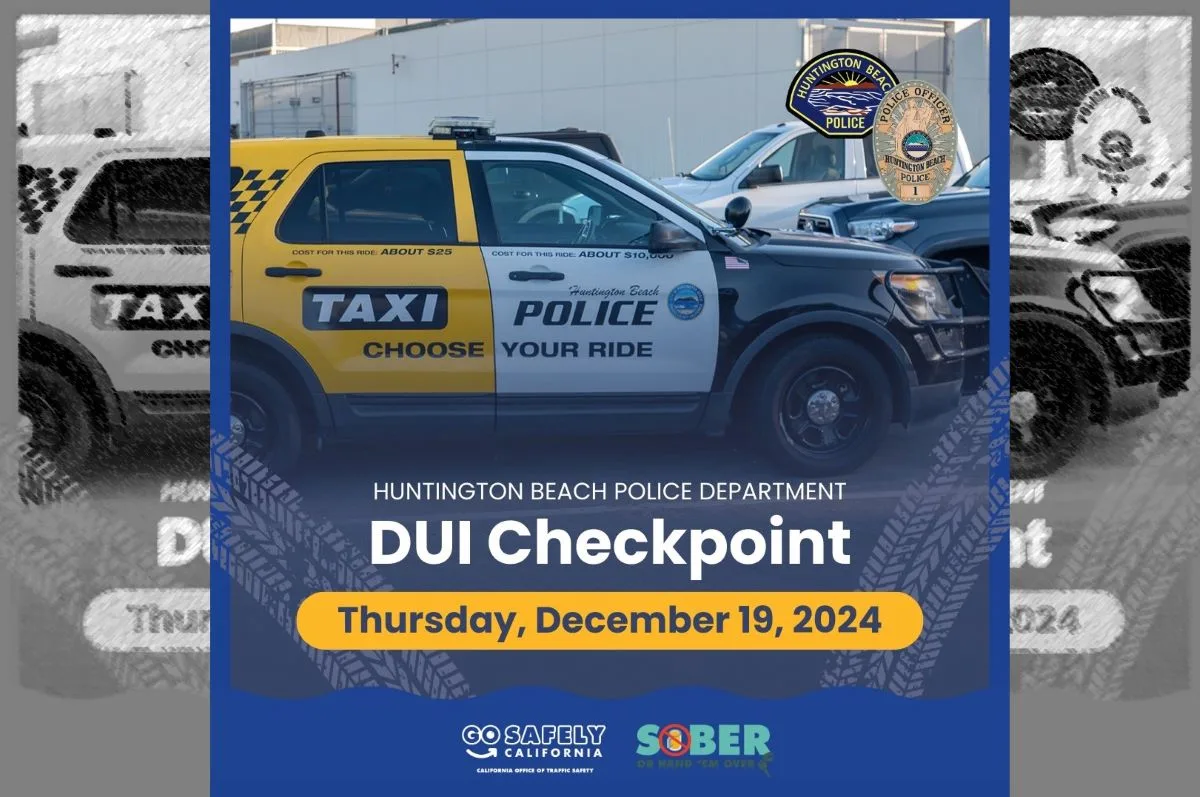 The Huntington Beach Police Department will conduct a DUI Checkpoint on Thursday night