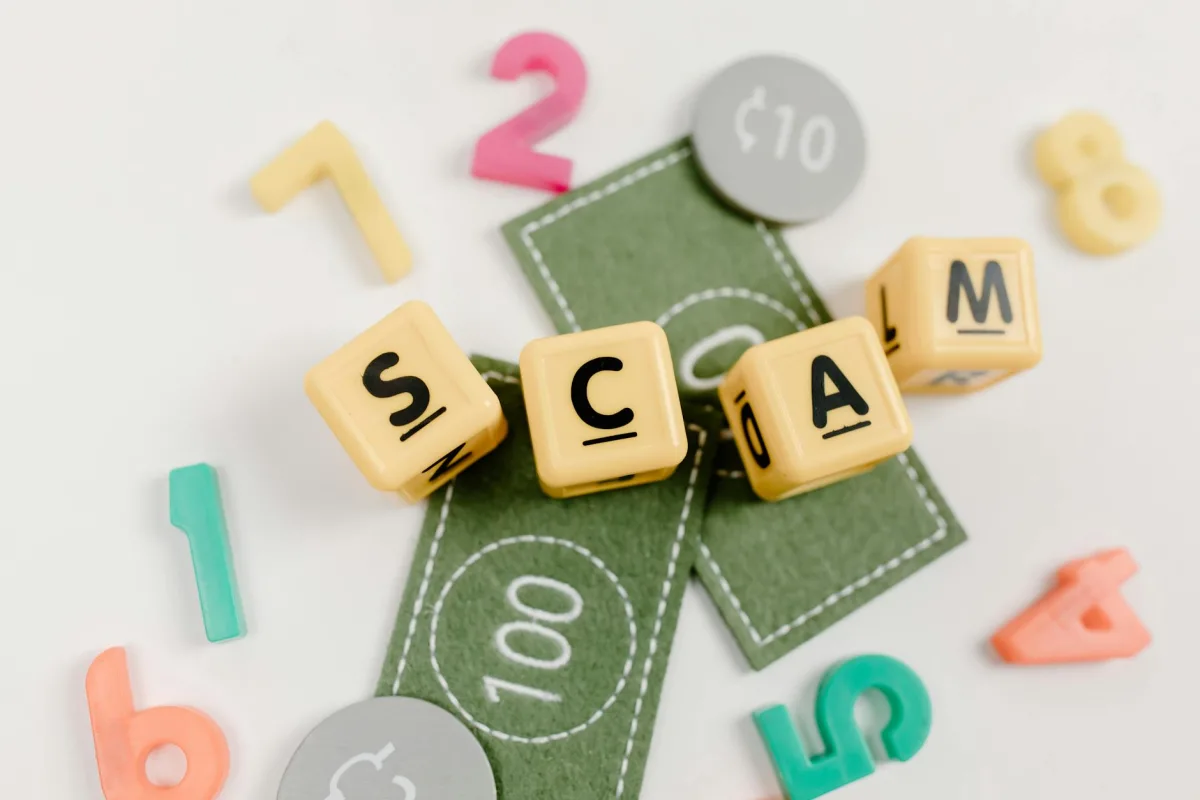 conceptual photo of a money scam