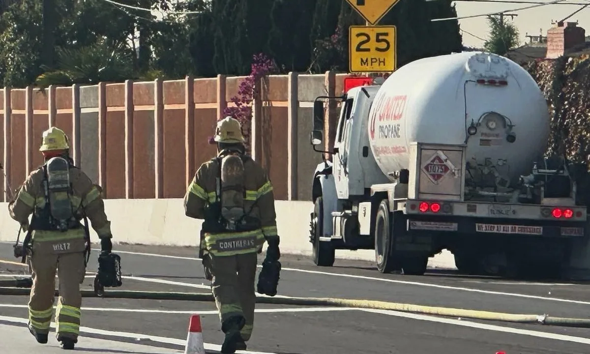 A possible propane truck leak shut down the westbound 22 Freeway this afternoon