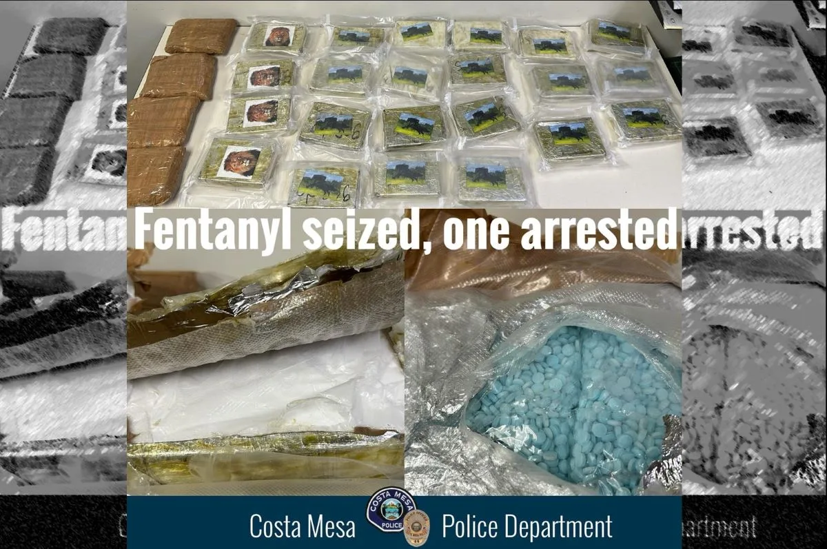 The Costa Mesa Police seized almost 30 kilos of Fentanyl and arrested a suspect after a pursuit