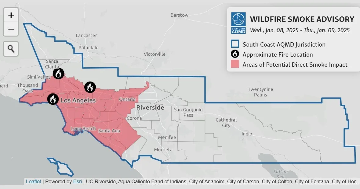 Jan 9 2025 Wildfire Smoke Advisory in So Cal