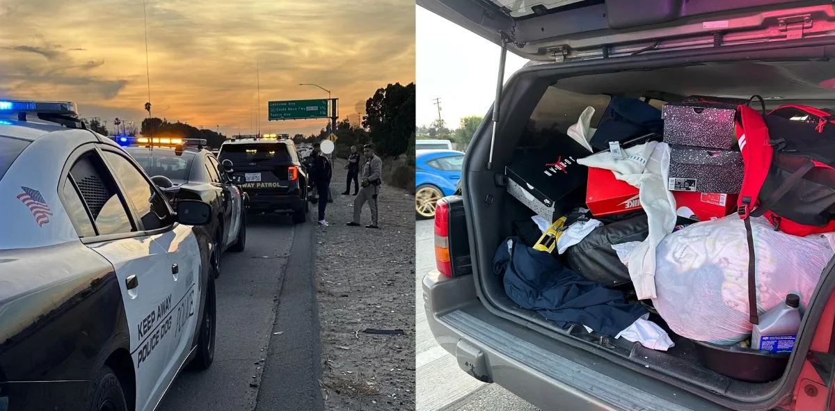 Retail thieves with a car full of stolen WSS merch arrested by CHP Santa Ana officers