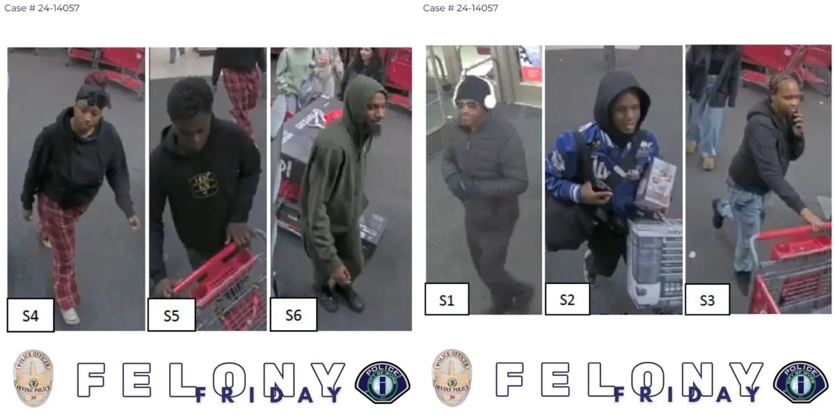 The Irvine police hunt for six suspects in $1500 Target store theft