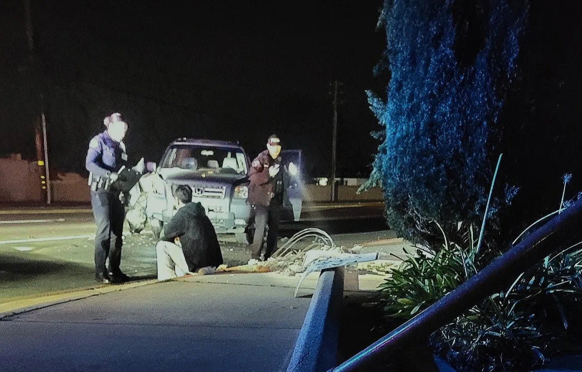 A DUI driver slammed his car into a light pole in Tustin on Superbowl Sunday