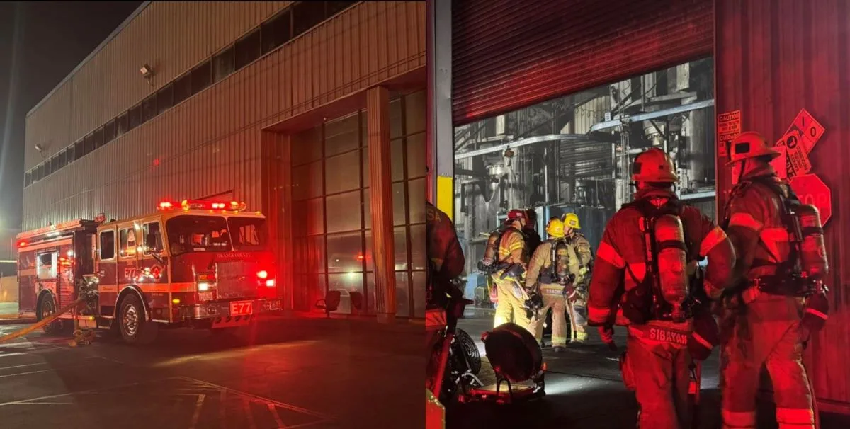 A Santa Ana metals product business caught fire