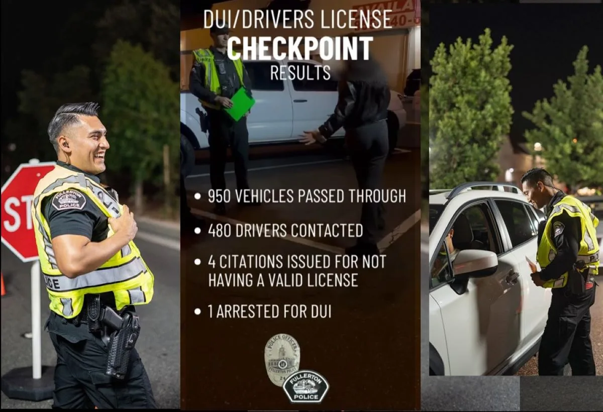 A north OC DUI Checkpoint yielded one DUI arrest