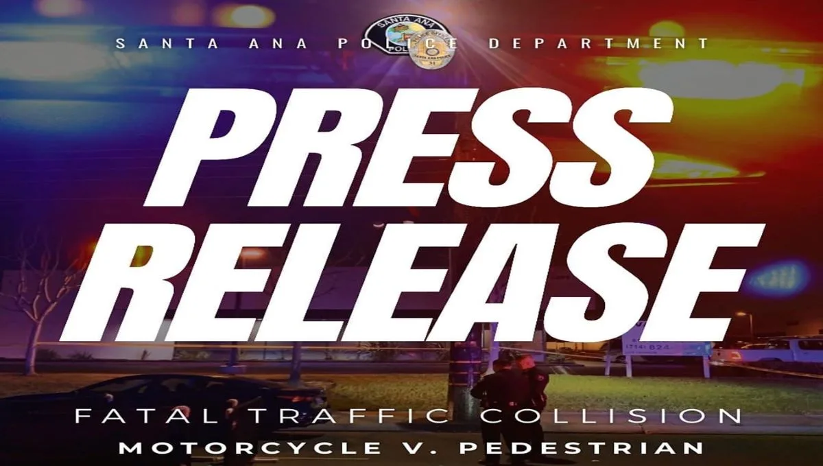 A pedestrian was fatally struck by a motorcycle in Santa Ana on Saturday morning