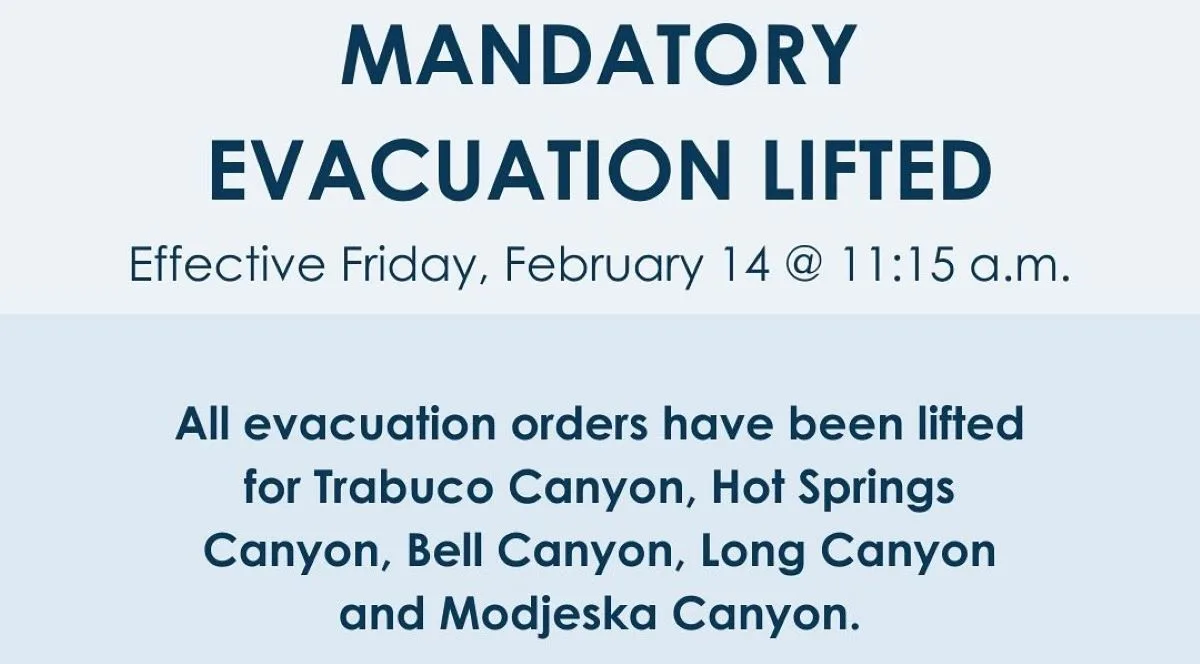 All evacuation orders lifted for all canyons near the Airport Fire burn scar