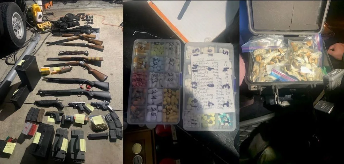 OC deputies arrested a man and seized several guns cash drugs and psychedelic mushrooms